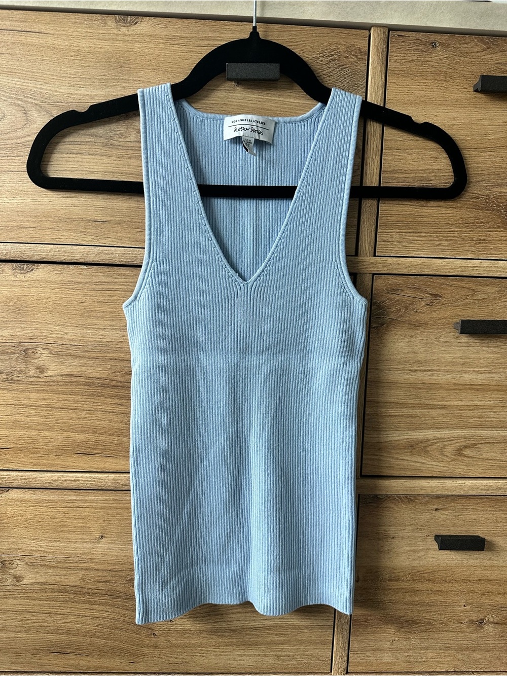 & Other Stories RIBBED V‑NECK TANK - Light Blue - NWOT
